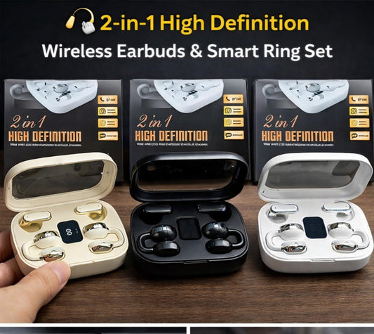 2-in-1 High Definition Wireless Earbuds & Smart Ring Set